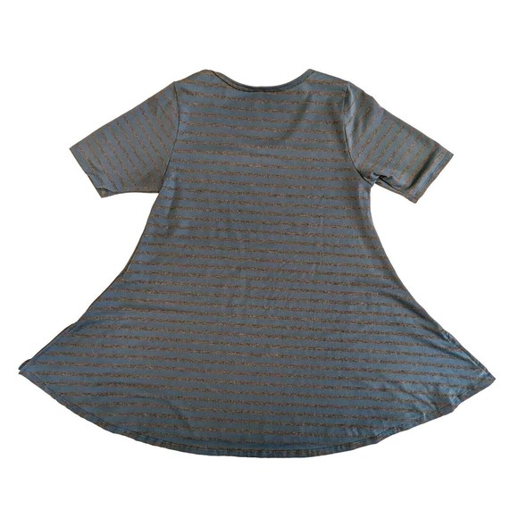 LULAROE PERFECT T SHIRT SIZE Medium M BLUE and grey Stripes EUC - Picture 2 of 9